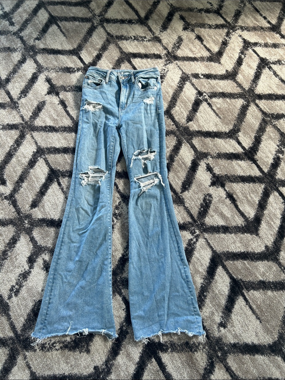 American Eagle Outfitters Light Blue Distressed Flare Jeans